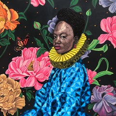Splendeur - 21e siècle, Contemporain, Portrait figuratif, Floral, Afrique Femmes