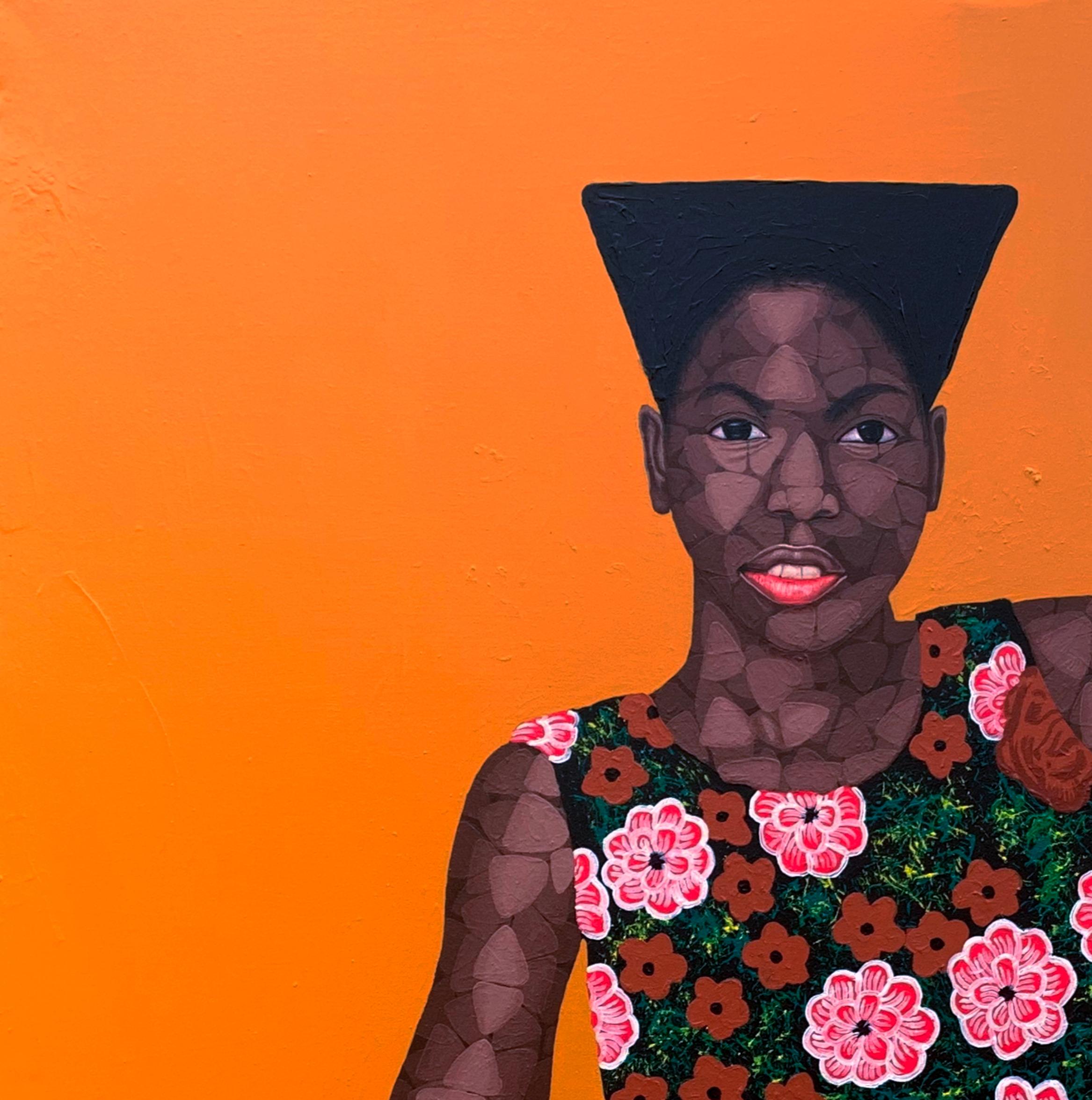 State of Mind - 21st Century, Contemporary, Figurative Portrait, Africa, Women - Painting by Oyeleye Feranmi