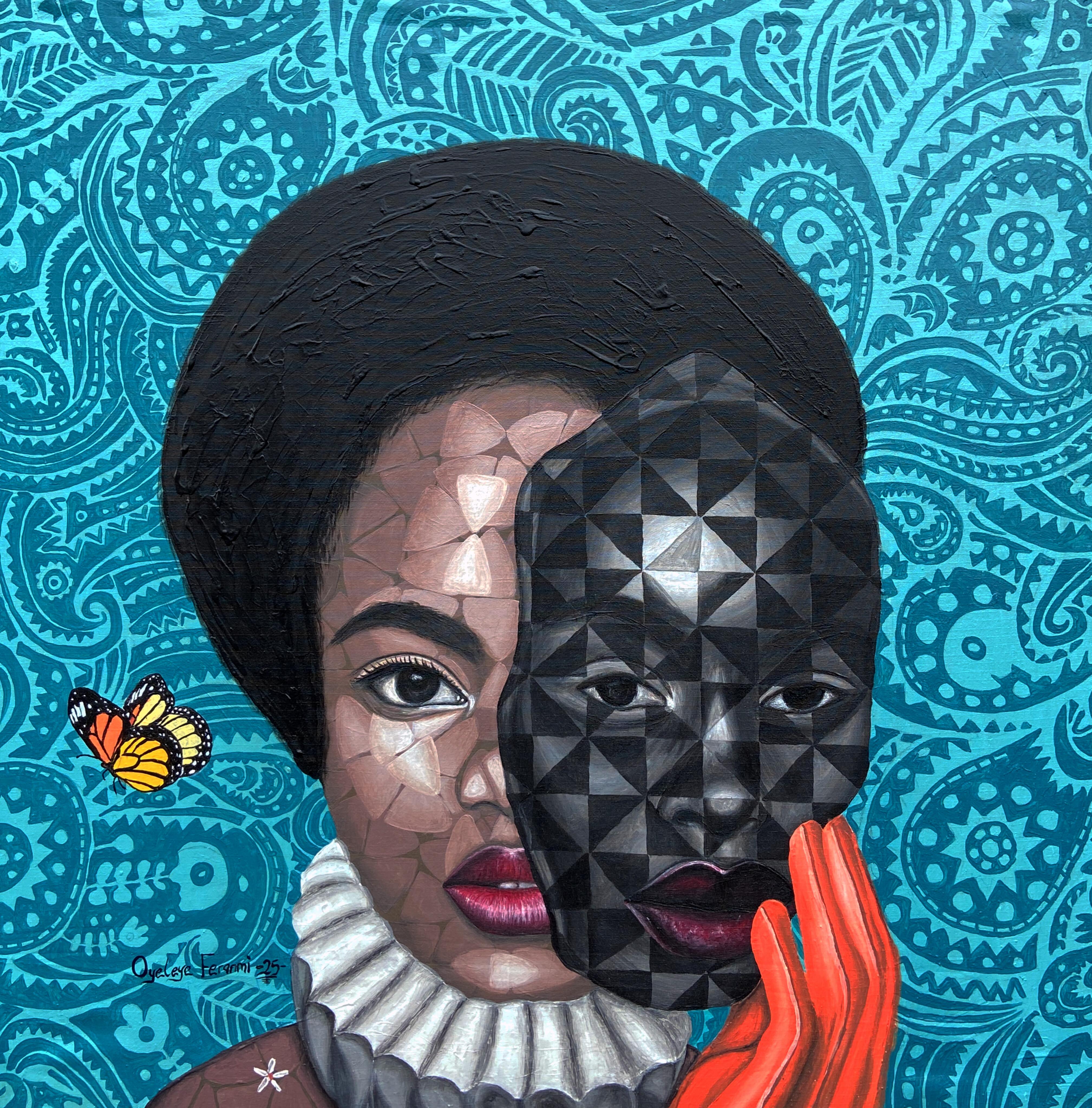 Portrait Painting di Oyeleye Feranmi - Unmask -21° secolo, Contemporaneo, Figurativo, Ritratto, Donna, Africa, Modello