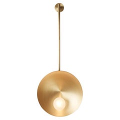 Elegant Handcrafted Brushed Brass Oyster Wall Mounted Lamp With Rod by Carla Baz