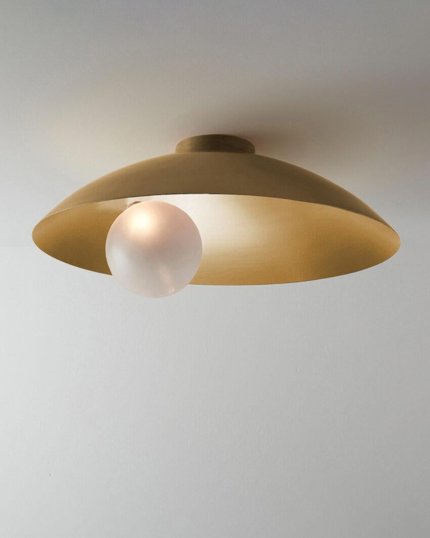 Oyster Brushed Brass Ceiling Mounted Lamp by Carla Baz
Dimensions: Ø 70 x H 26 cm.
Materials: Brushed brass.
Weight: 9 kg.

Available in brushed brass, copper or bronze finishes. Available in different color options. Please contact us. 

Oyster is a