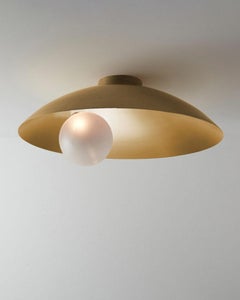 Elegant Handcrafted Brushed Brass Ceiling Mounted Lamp Oyster by Carla Baz