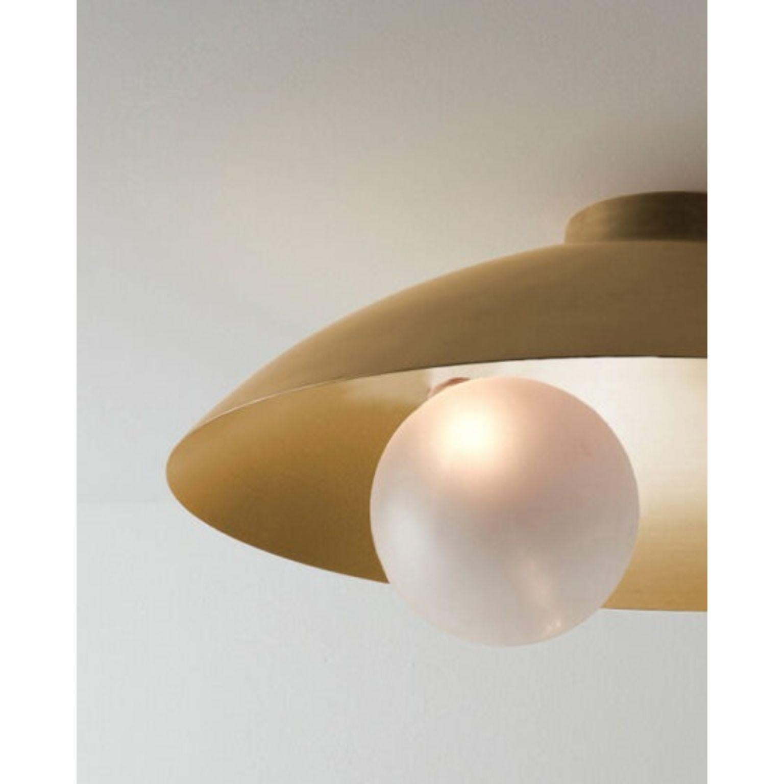 Post-Modern Oyster Brushed Brass Ceiling Mounted Lamp by Carla Baz For Sale