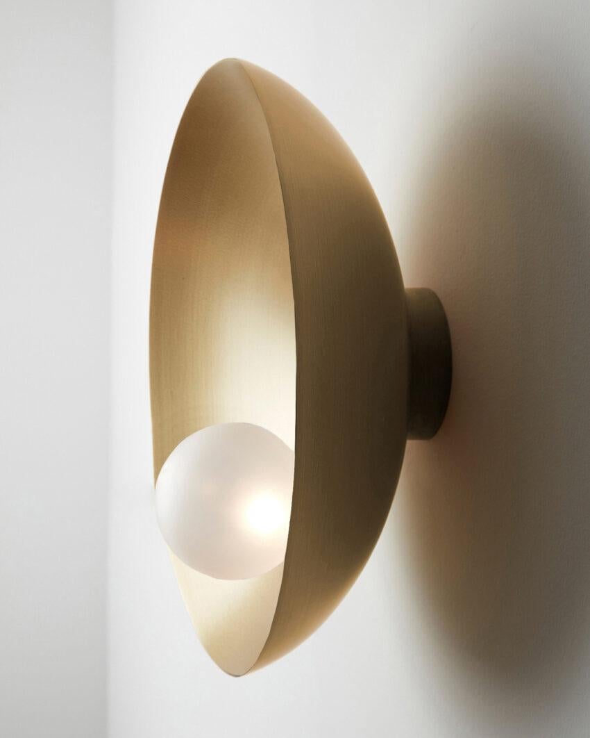 Oyster Brushed Brass Ceiling Wall Mounted Lamp by Carla Baz
Dimensions: D 15 x W 40 x H 40 cm.
Materials: Brushed brass.
Weight: 3,5 kg.

Available in verdigris metal, brushed brass, copper or bronze finishes. Available in different color options.