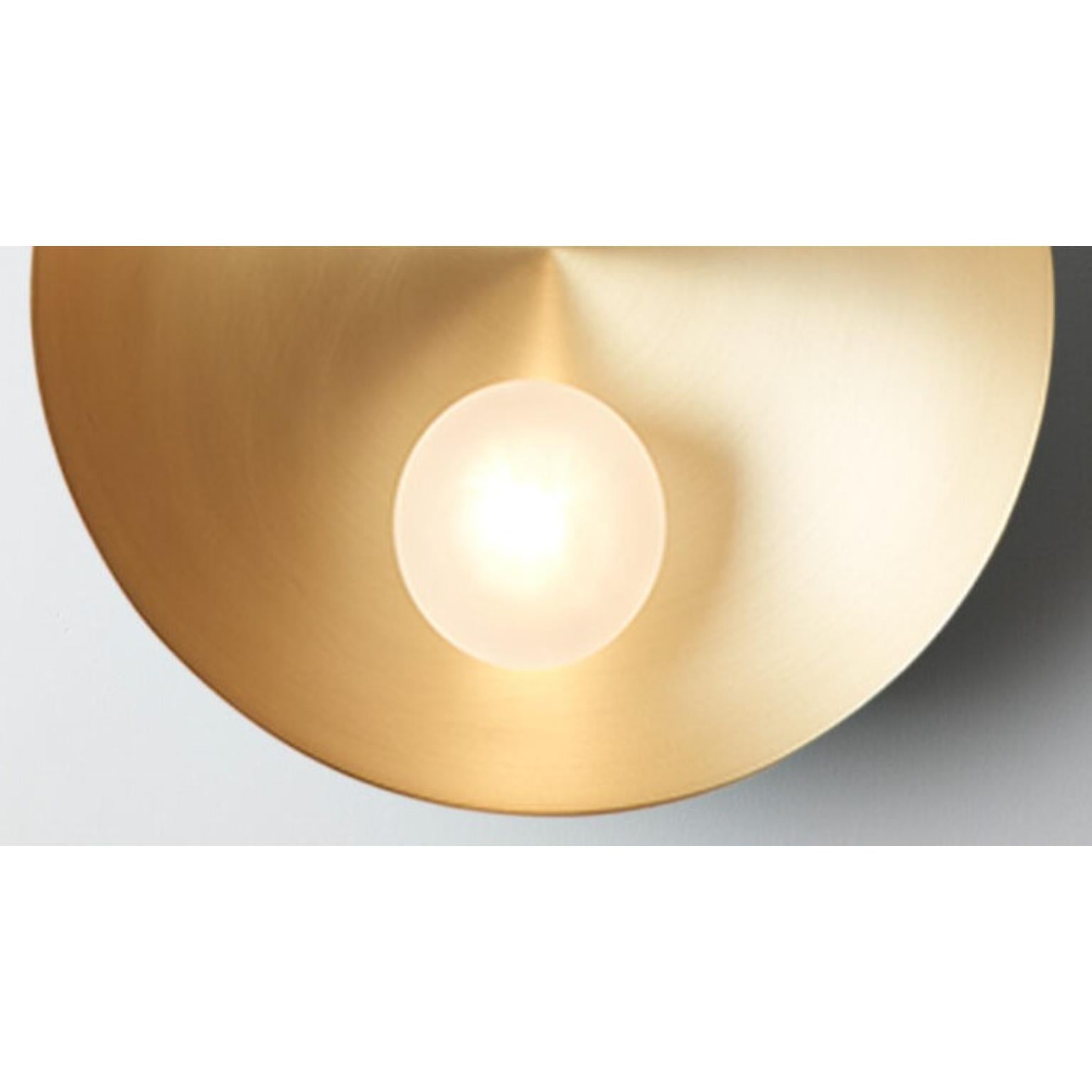 Post-Modern Oyster Brushed Brass Ceiling Wall Mounted Lamp by Carla Baz For Sale