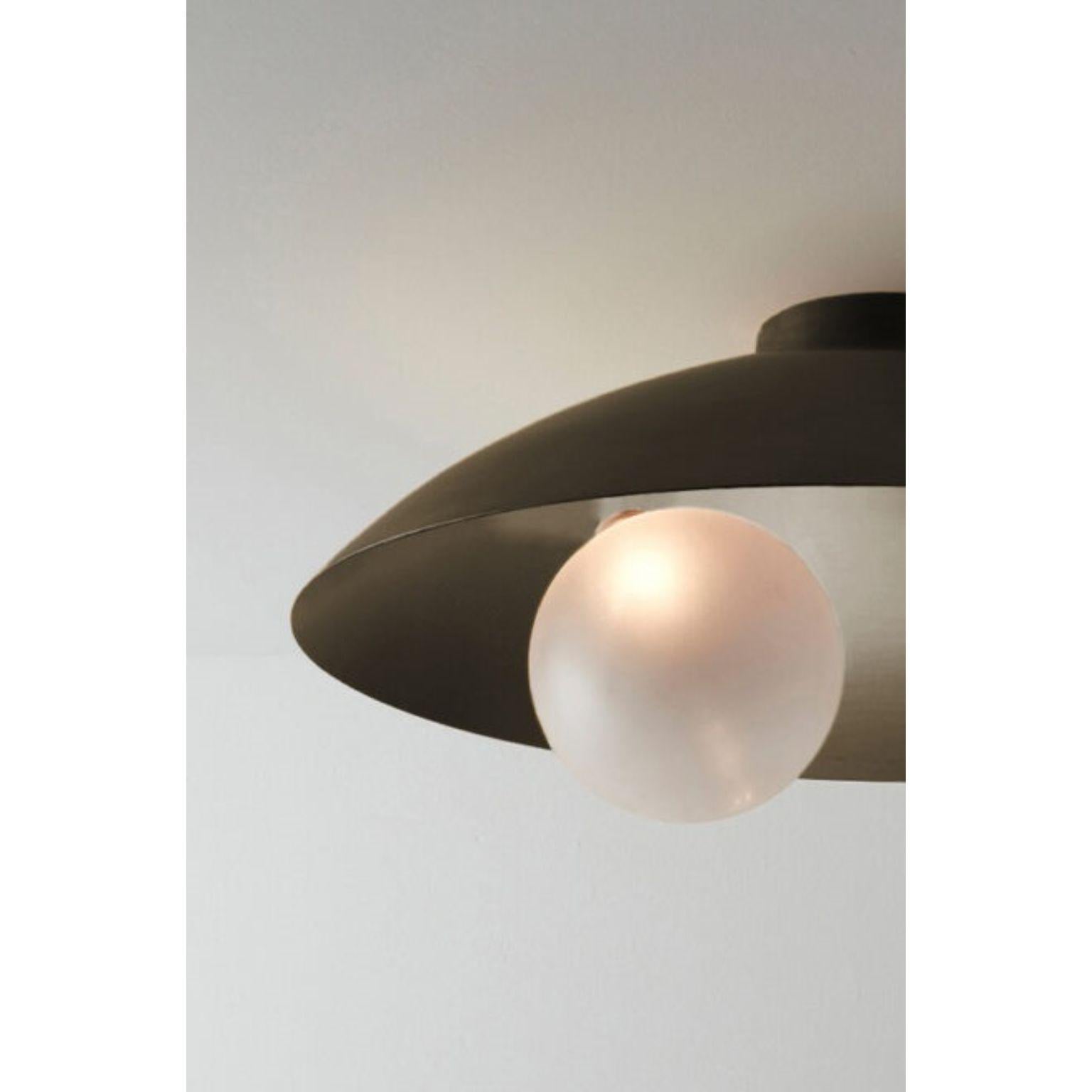 Post-Modern Oyster Brushed Bronze Ceiling Mounted Lamp by Carla Baz For Sale