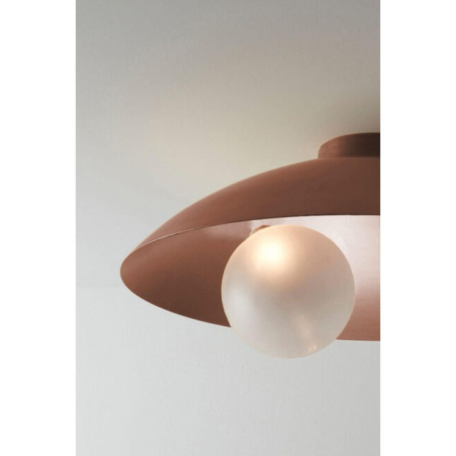Post-Modern Oyster Brushed Copper Ceiling Mounted Lamp by Carla Baz For Sale