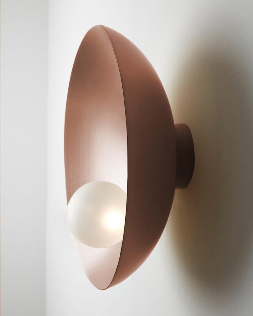 Other Oyster Brushed Copper Ceiling Wall Mounted Lamp by Carla Baz For Sale
