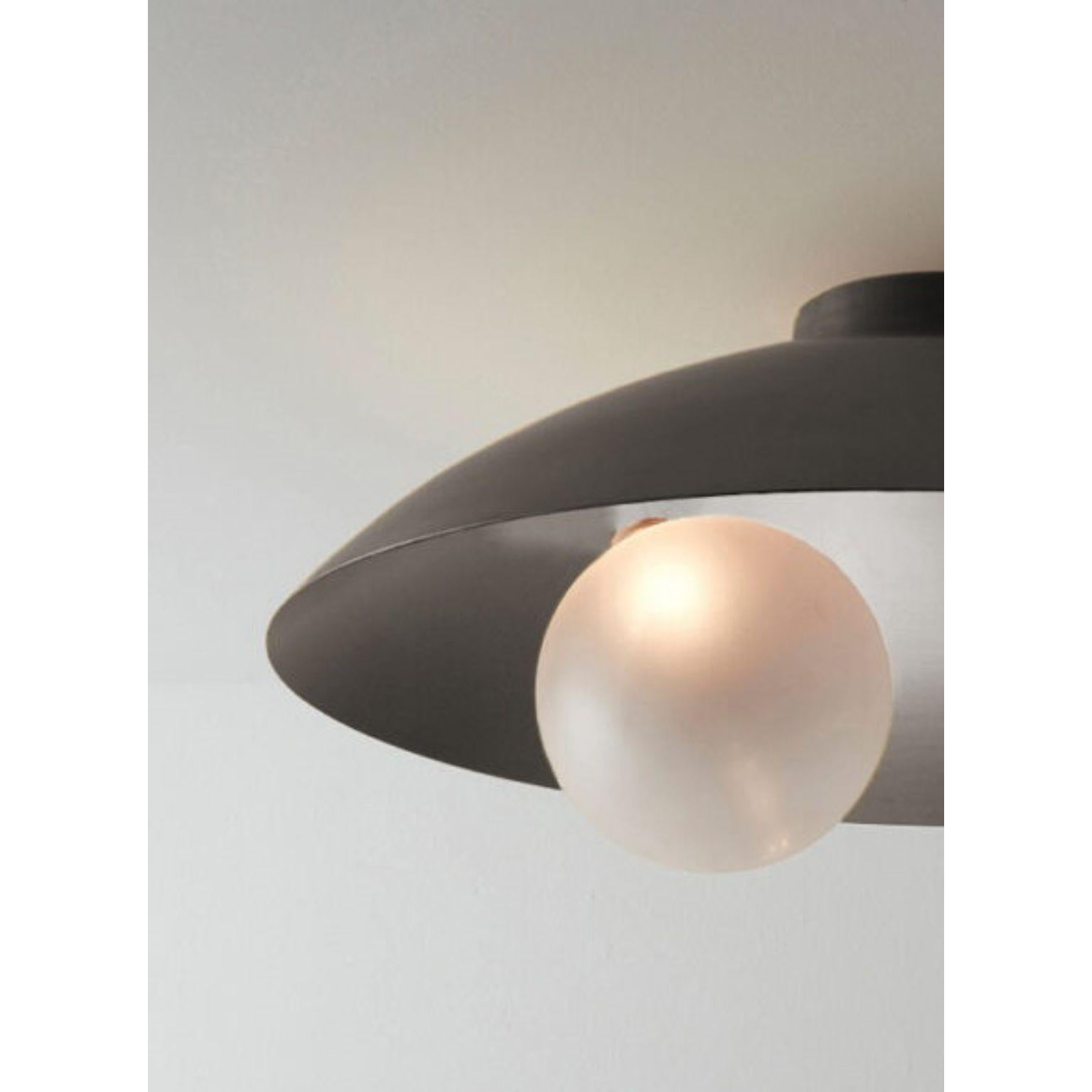 Post-Modern Oyster Brushed Stainless Steel Ceiling Mounted Lamp by Carla Baz For Sale