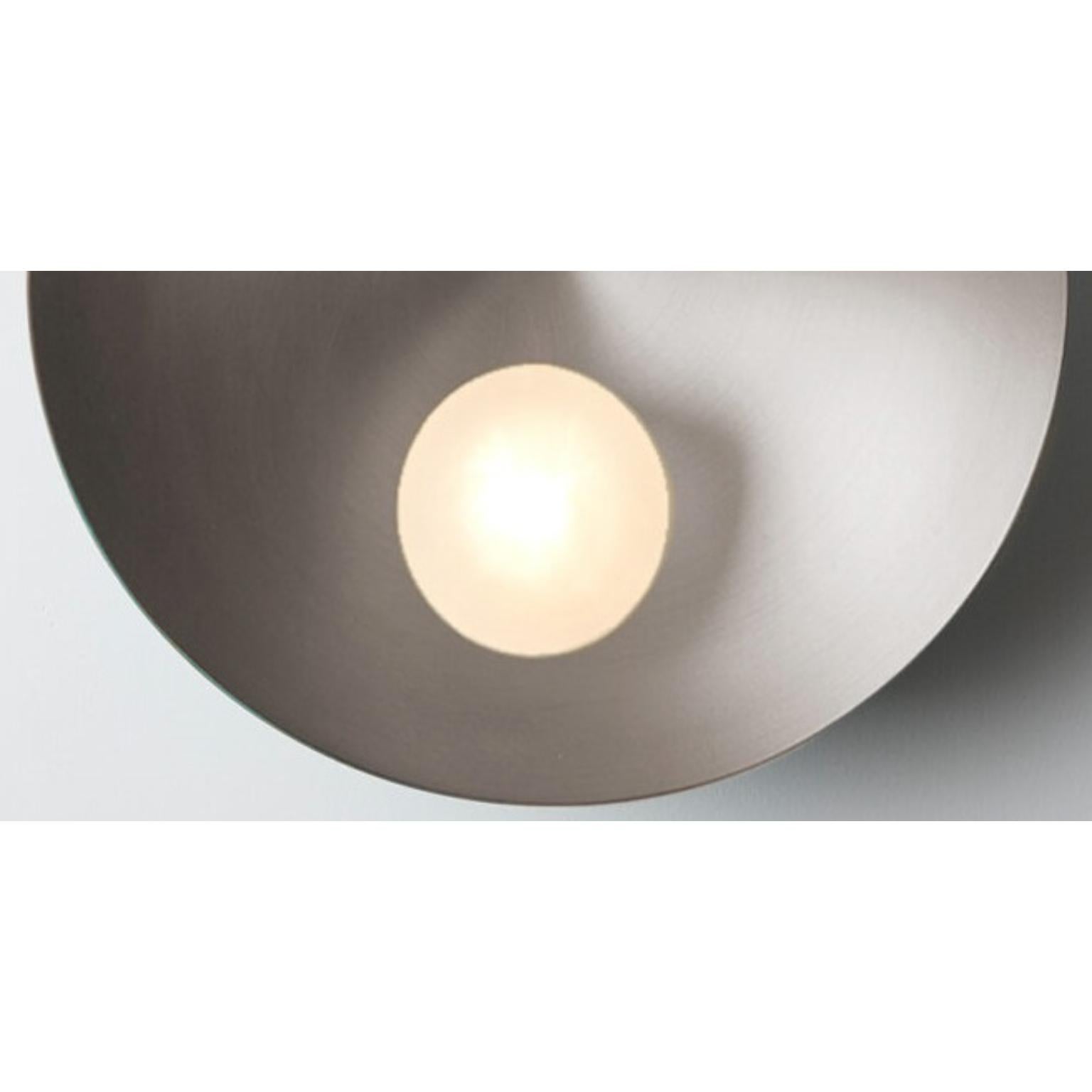 Post-Modern Oyster Brushed Stainless Steel Ceiling Wall Mounted Lamp by Carla Baz For Sale