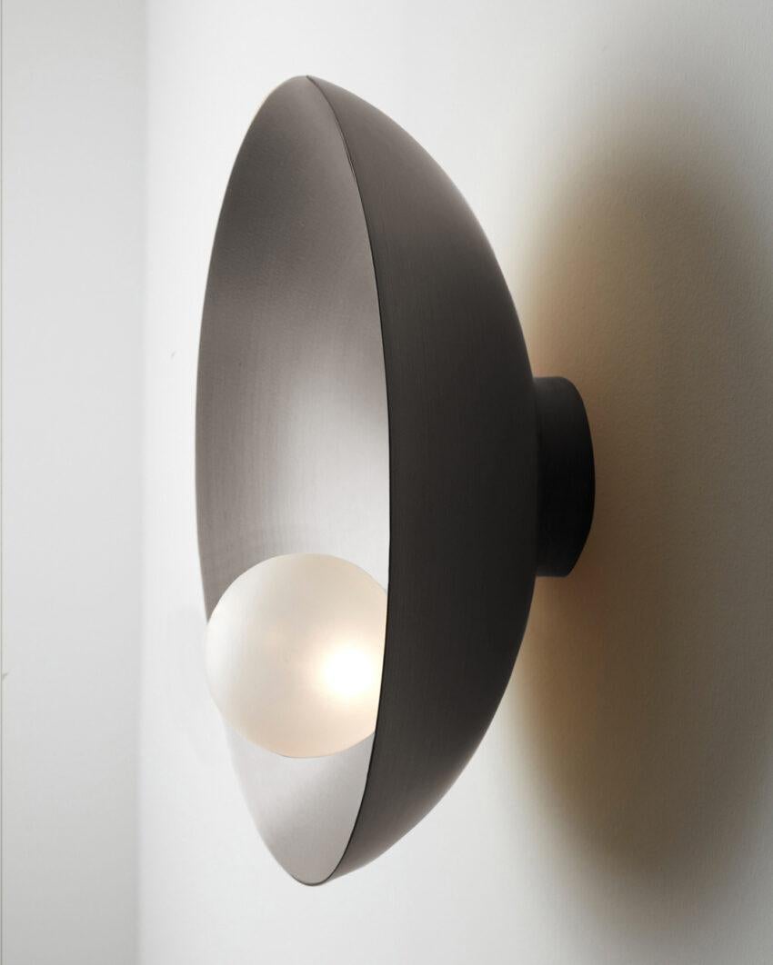 Other Oyster Brushed Stainless Steel Ceiling Wall Mounted Lamp by Carla Baz For Sale