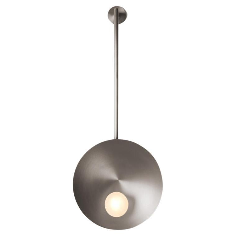 Oyster Brushed Stainless Steel Wall Mounted Lamp With Rod by Carla Baz For Sale