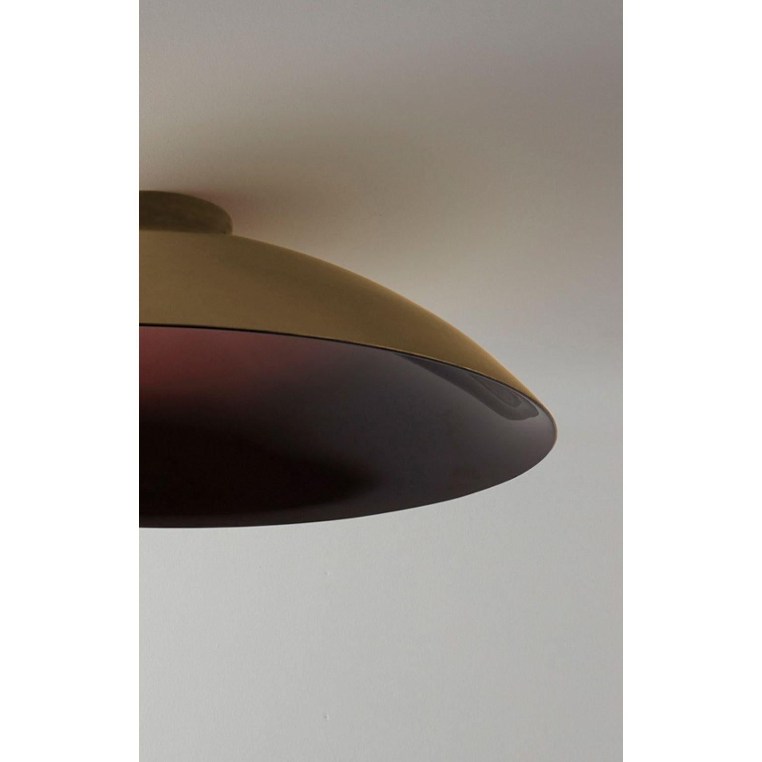 Lebanese Oyster Burgundy and Brushed Brass Ceiling Mounted Lamp by Carla Baz For Sale
