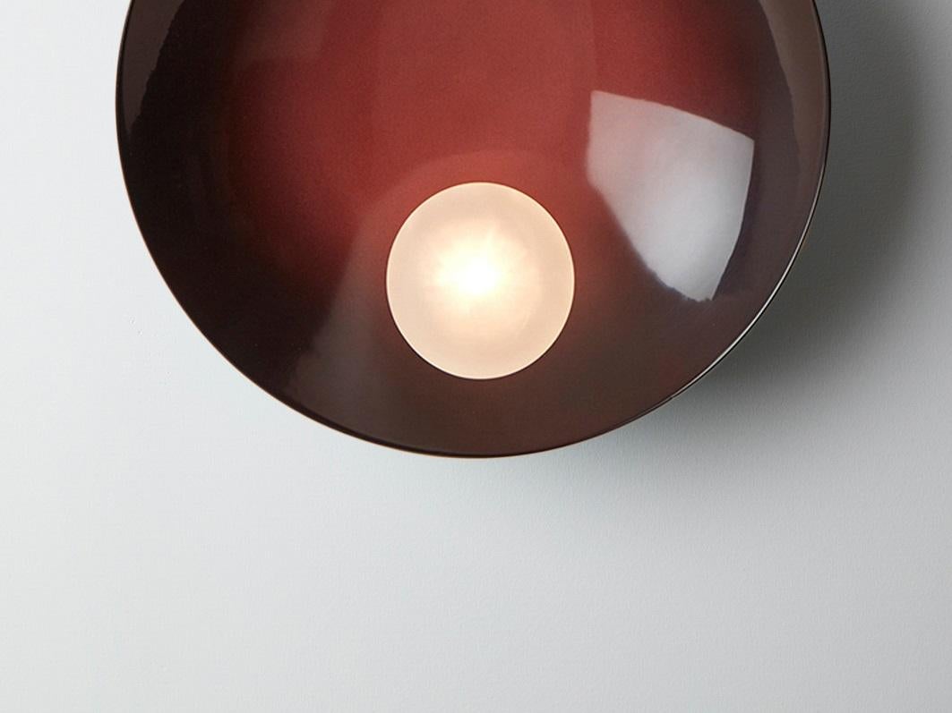 Post-Modern Oyster Burgundy and Brushed Bronze Ceiling Wall Mounted Lamp by Carla Baz For Sale