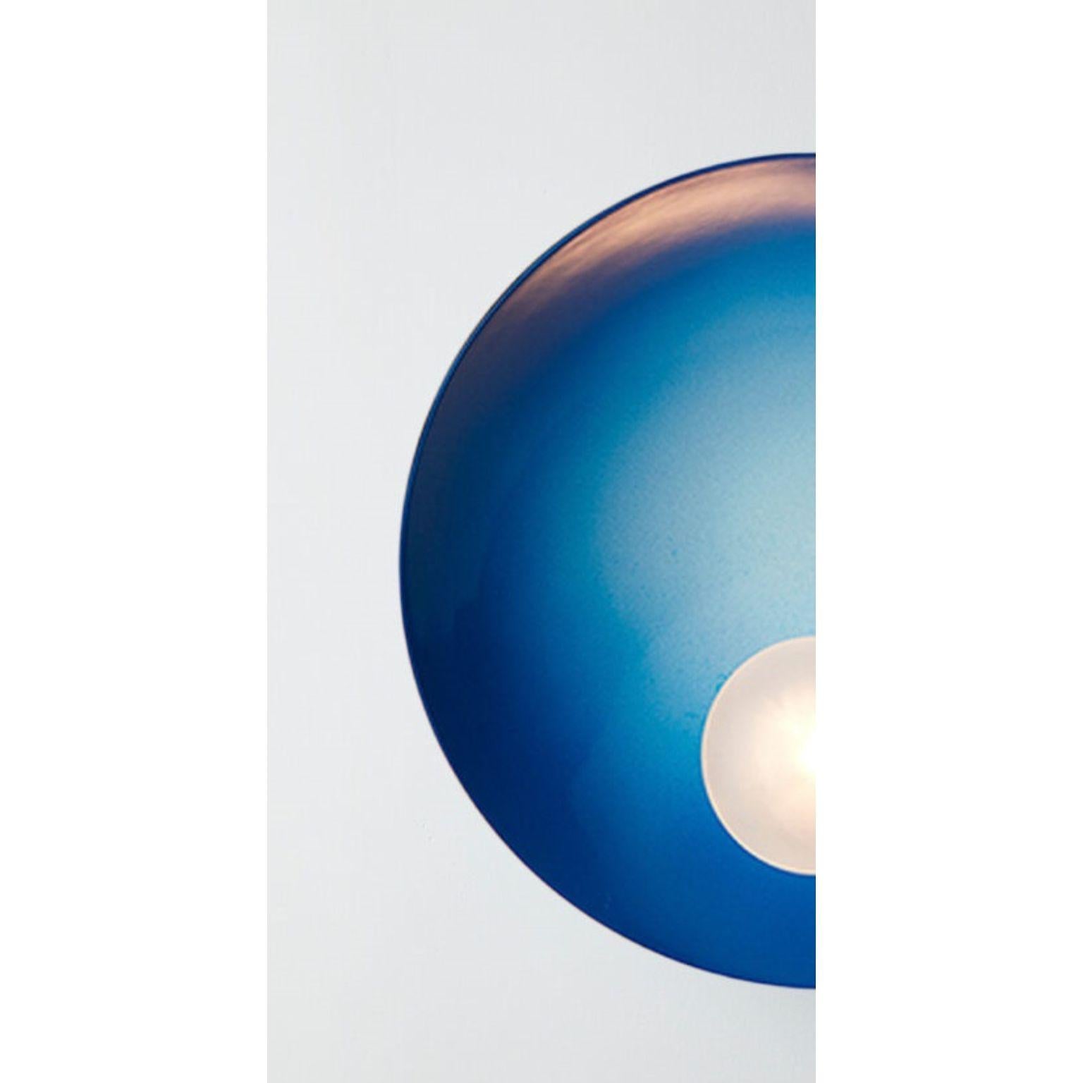 Post-Modern Oyster Electric Blue and Brushed Brass Ceiling Wall Mounted Lamp by Carla Baz For Sale
