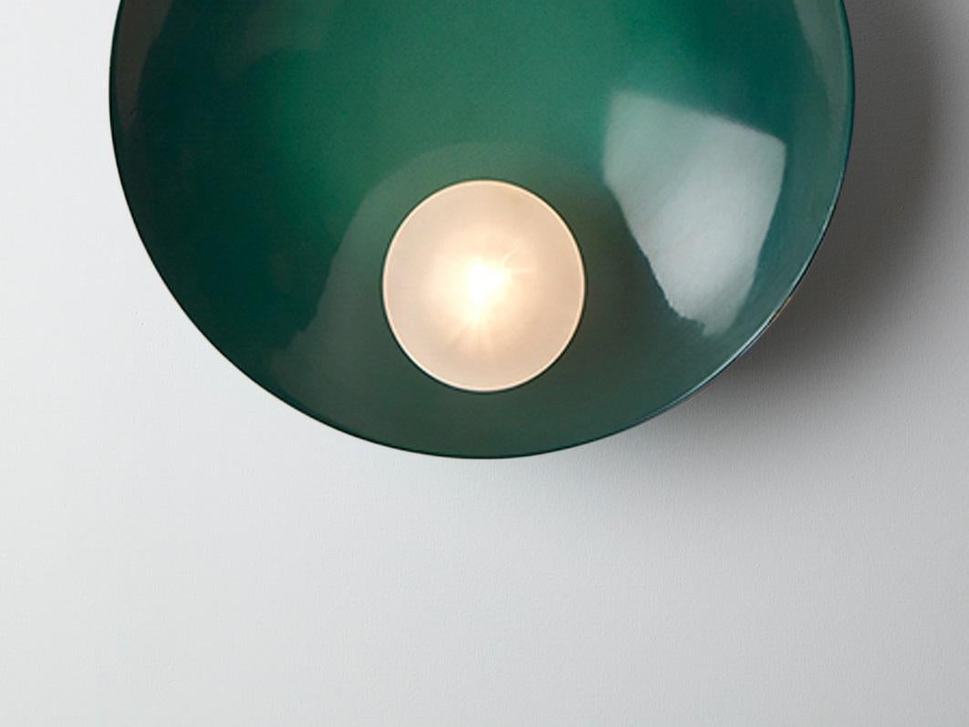 Post-Modern Oyster Emerald Green and Brushed Brass Ceiling Wall Mounted Lamp by Carla Baz For Sale