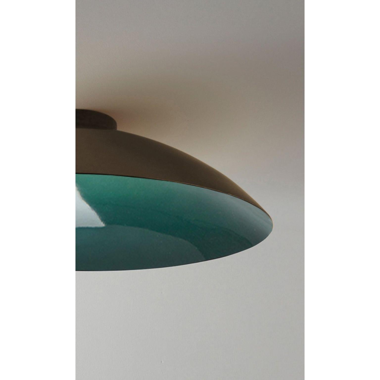 Lebanese Oyster Emerald Green and Brushed Bronze Ceiling Mounted Lamp by Carla Baz For Sale