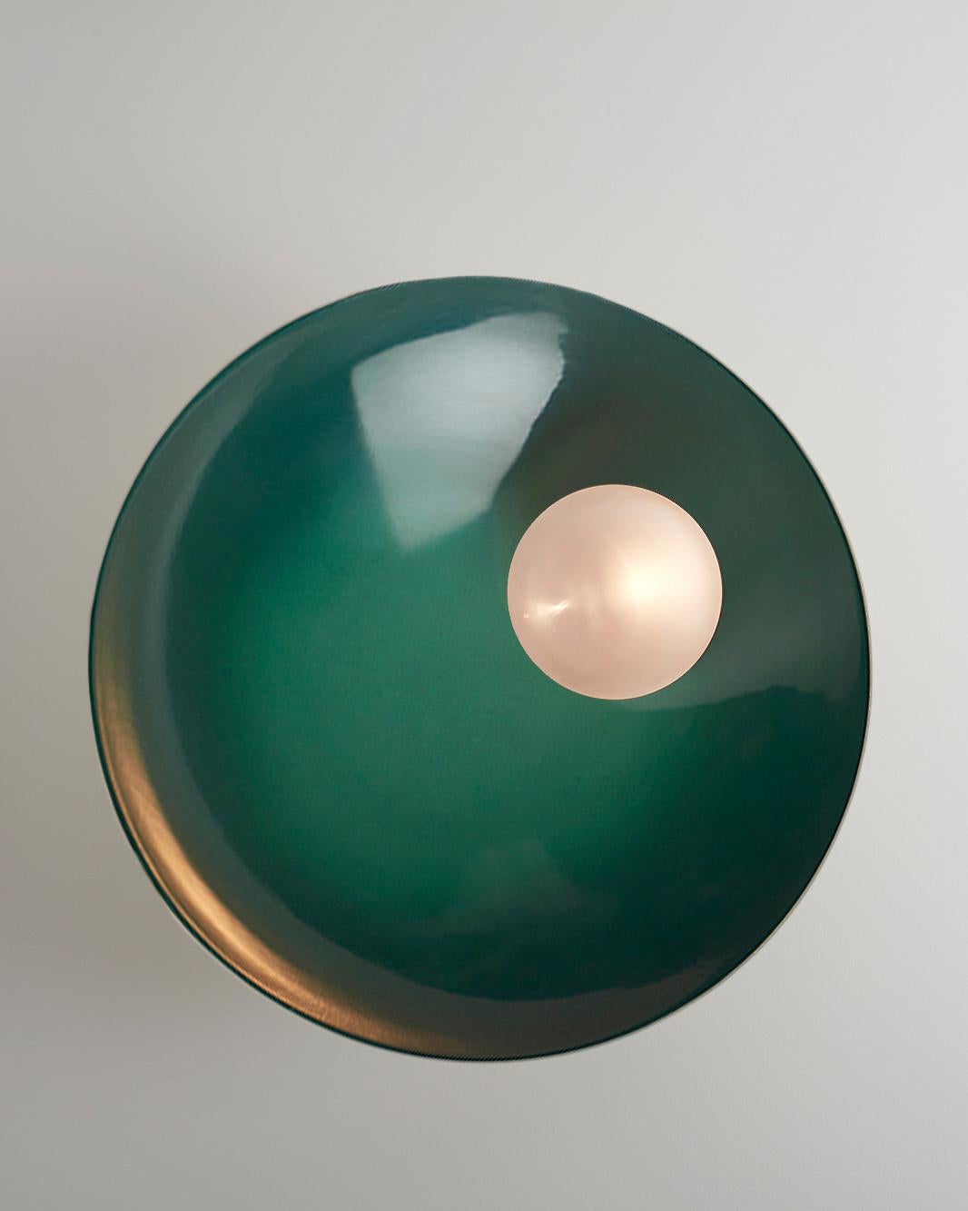 Other Oyster Emerald Green and Brushed Bronze Ceiling Mounted Lamp by Carla Baz For Sale
