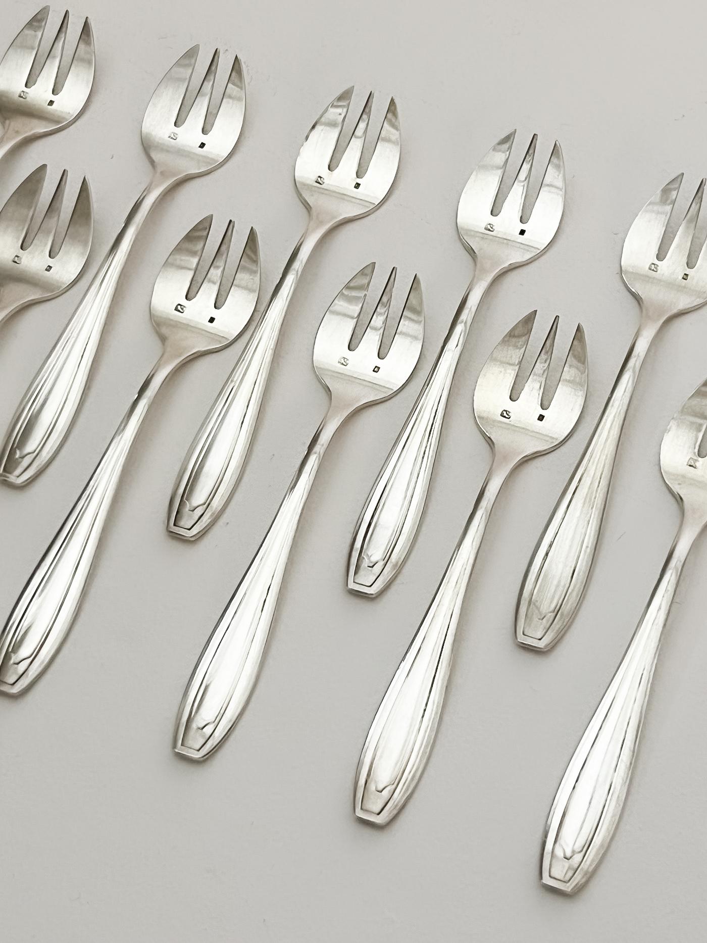 Silver Plate Oyster forks, set of 12 For Sale