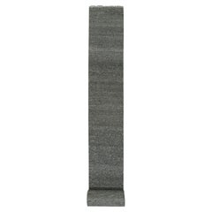 Oystergrauer handgeknüpfter orientalischer Teppich aus unbefärbter Wolle mit modernem Grasdesign XL Runner