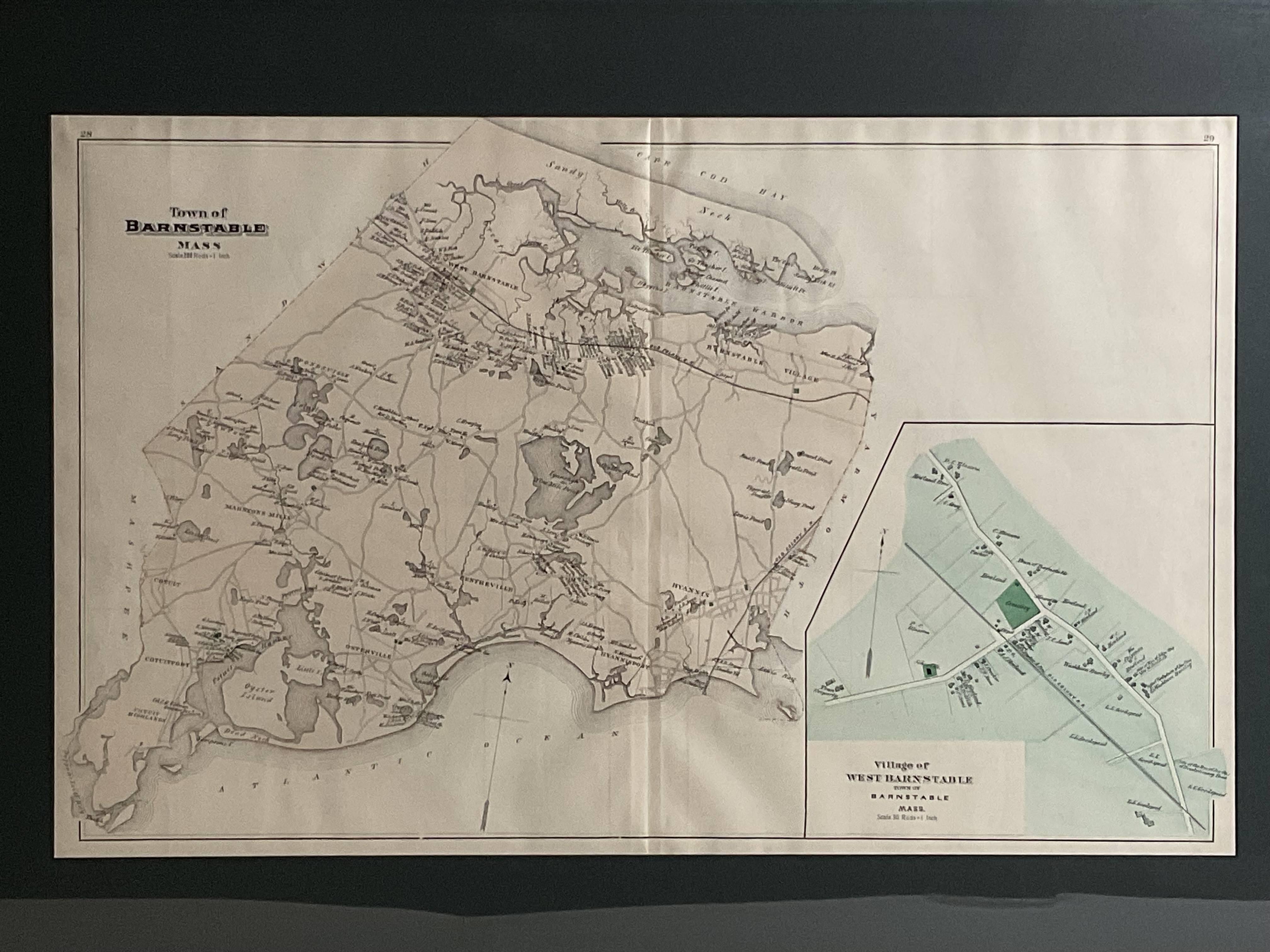 Austernhäfen Osterville Centerville Cotuit Sandy Neck Karte im Zustand „Gut“ im Angebot in Norwell, MA