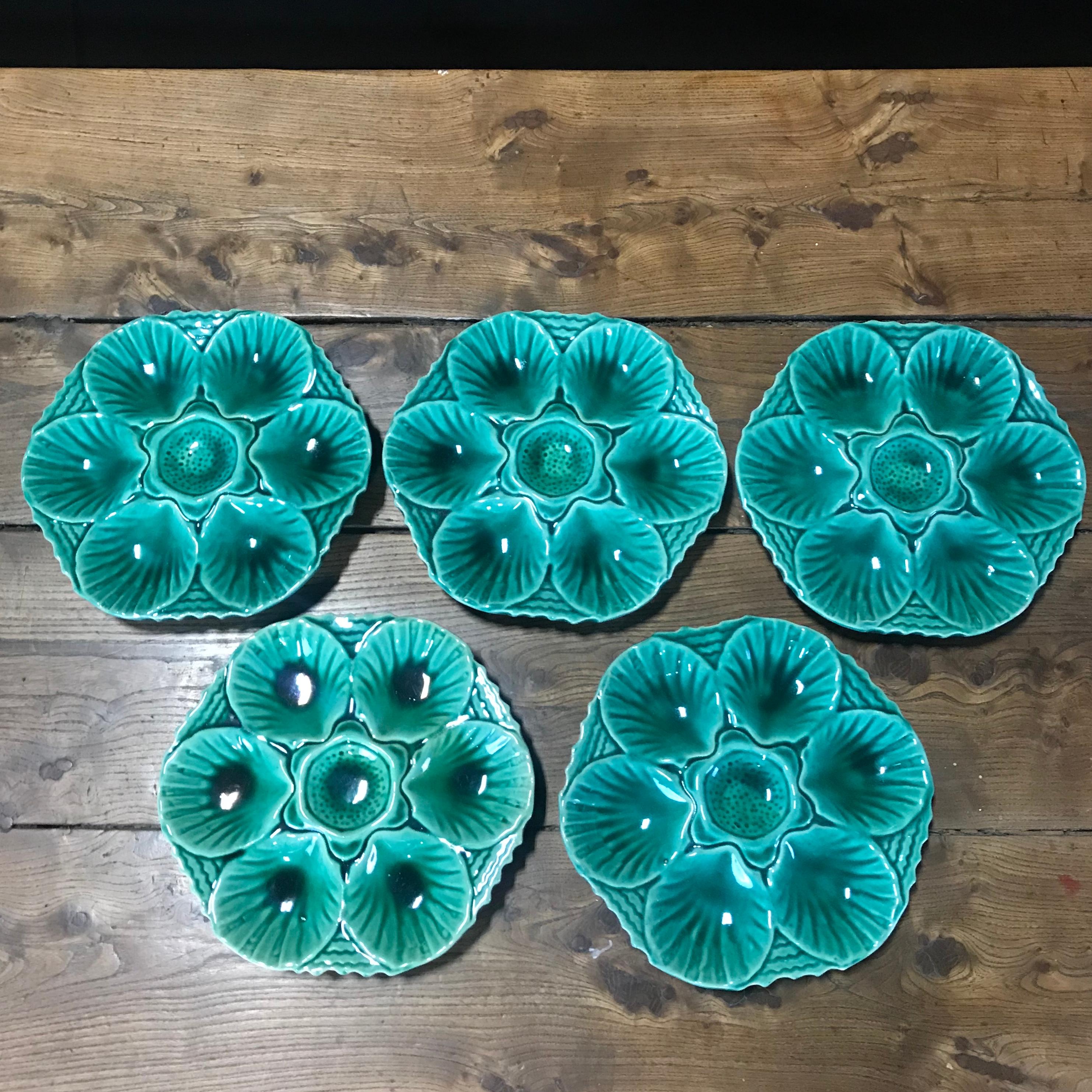Ceramic Oyster Lovers Set of 10 Provencal French Green Plates