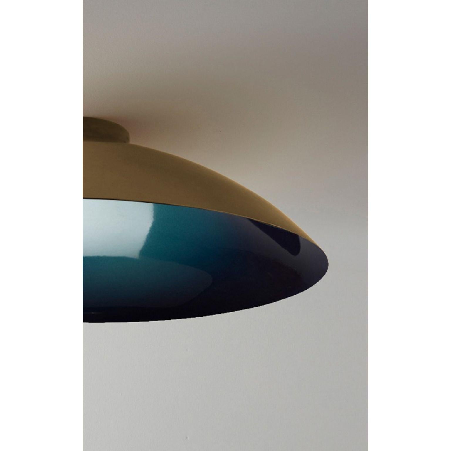 Lebanese Oyster Midnight Blue and Brushed Brass Ceiling Mounted Lamp by Carla Baz For Sale