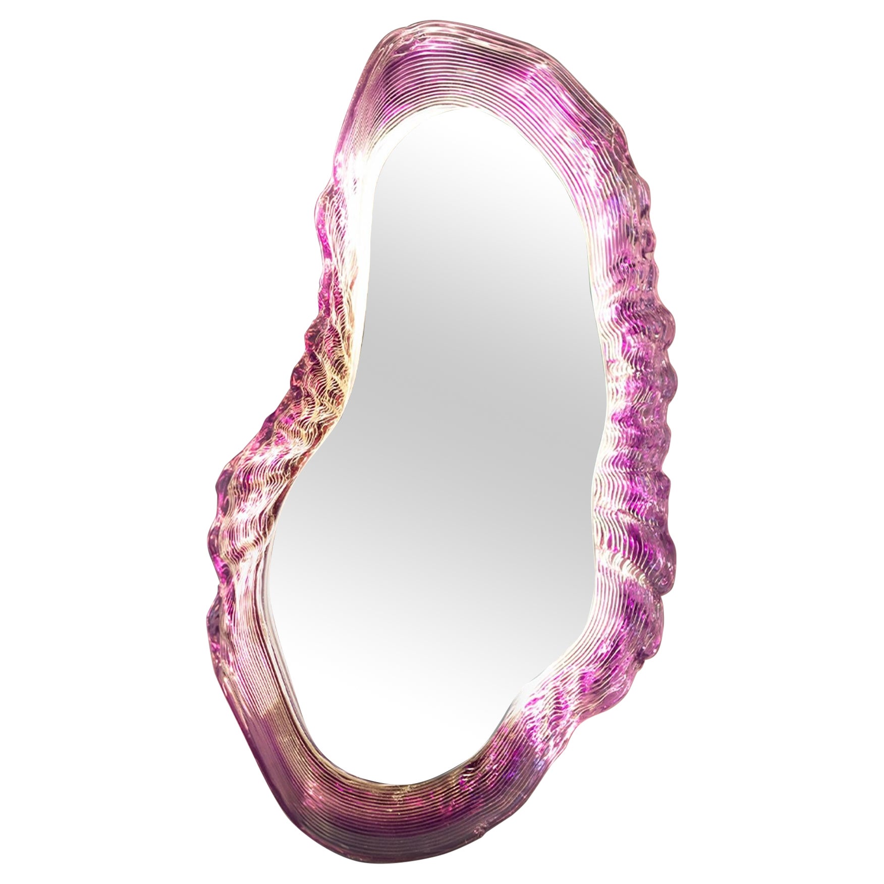 Oyster Mirror in Amethyst by Courtney Kinnare Recycled Plastic, Sustainable, LED