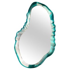Oyster Mirror in Aqua by Courtney Kinnare, Recycled Plastic, LED, Sustainable