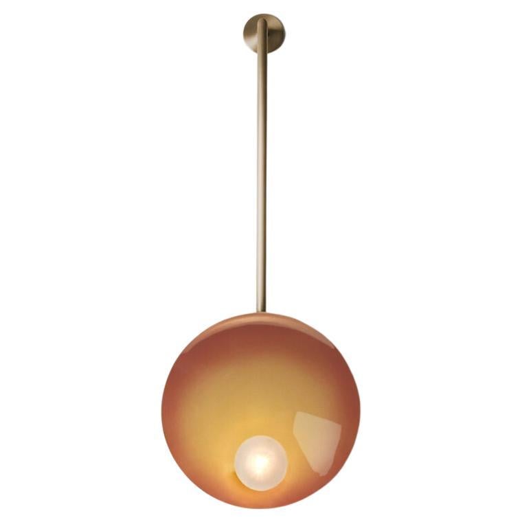 Unique Peach and Brushed Brass Oyster Wall Mounted Lamp With Rod by Carla Baz For Sale