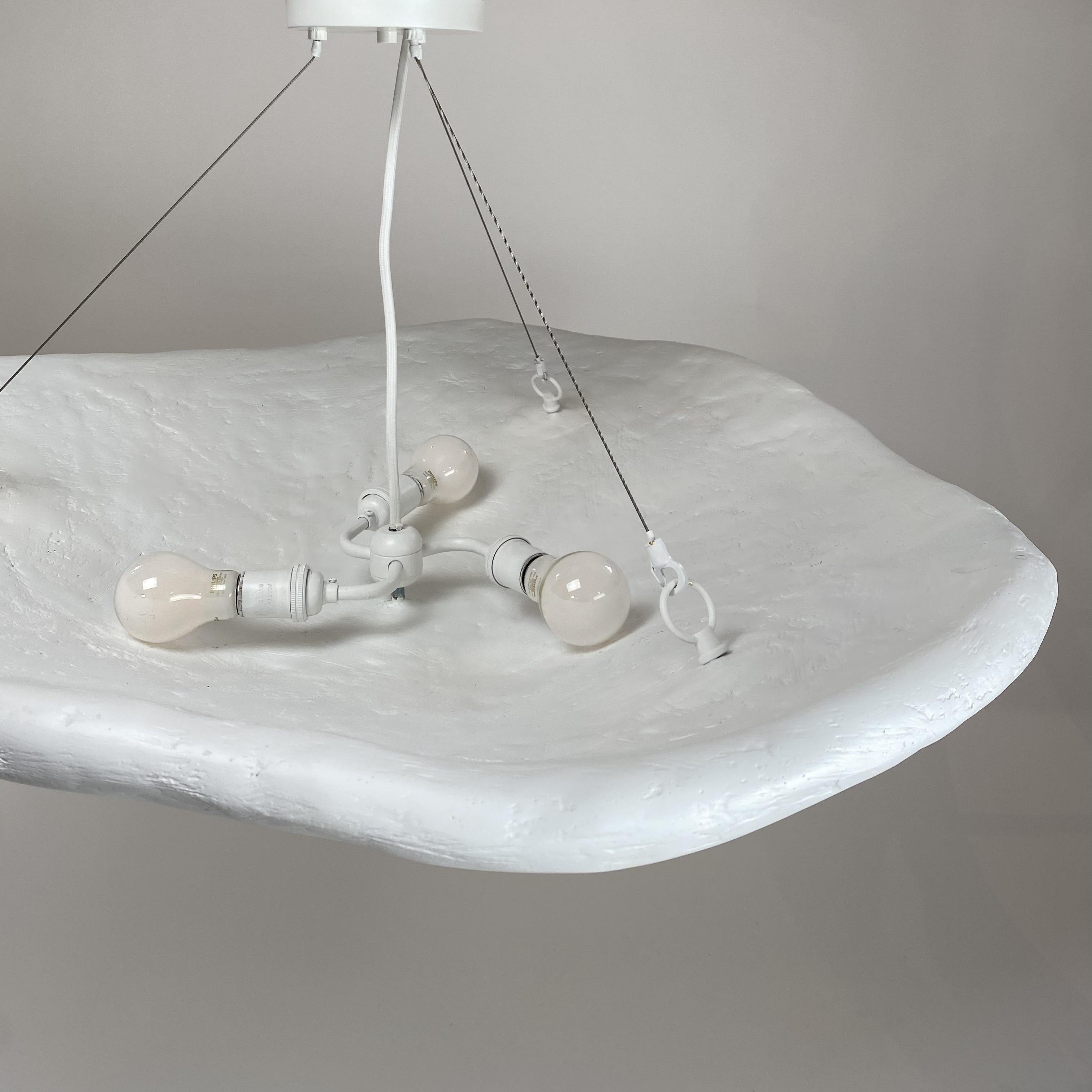 Contemporary Oyster Pendant in Gypsum & Fiberglass by Brent Warr Studios For Sale