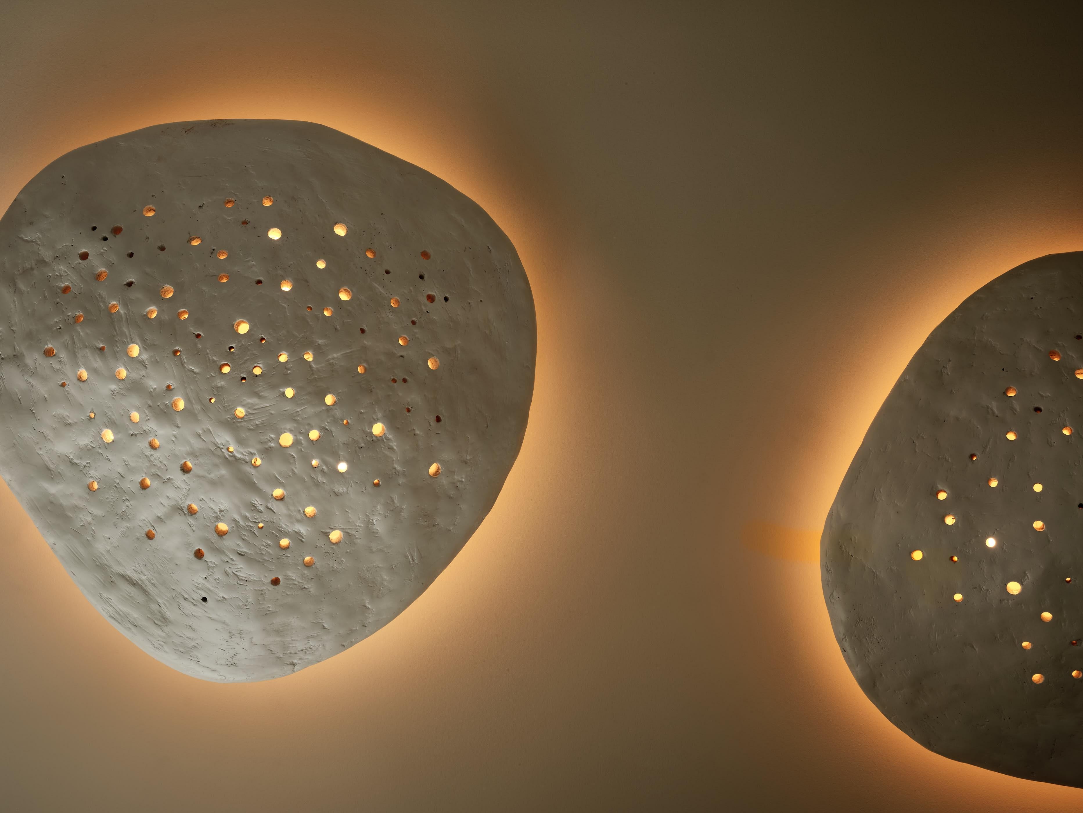 Post-Modern Oyster Pendant / Perforated in Gypsum & Fiberglass by Brent Warr Studios For Sale