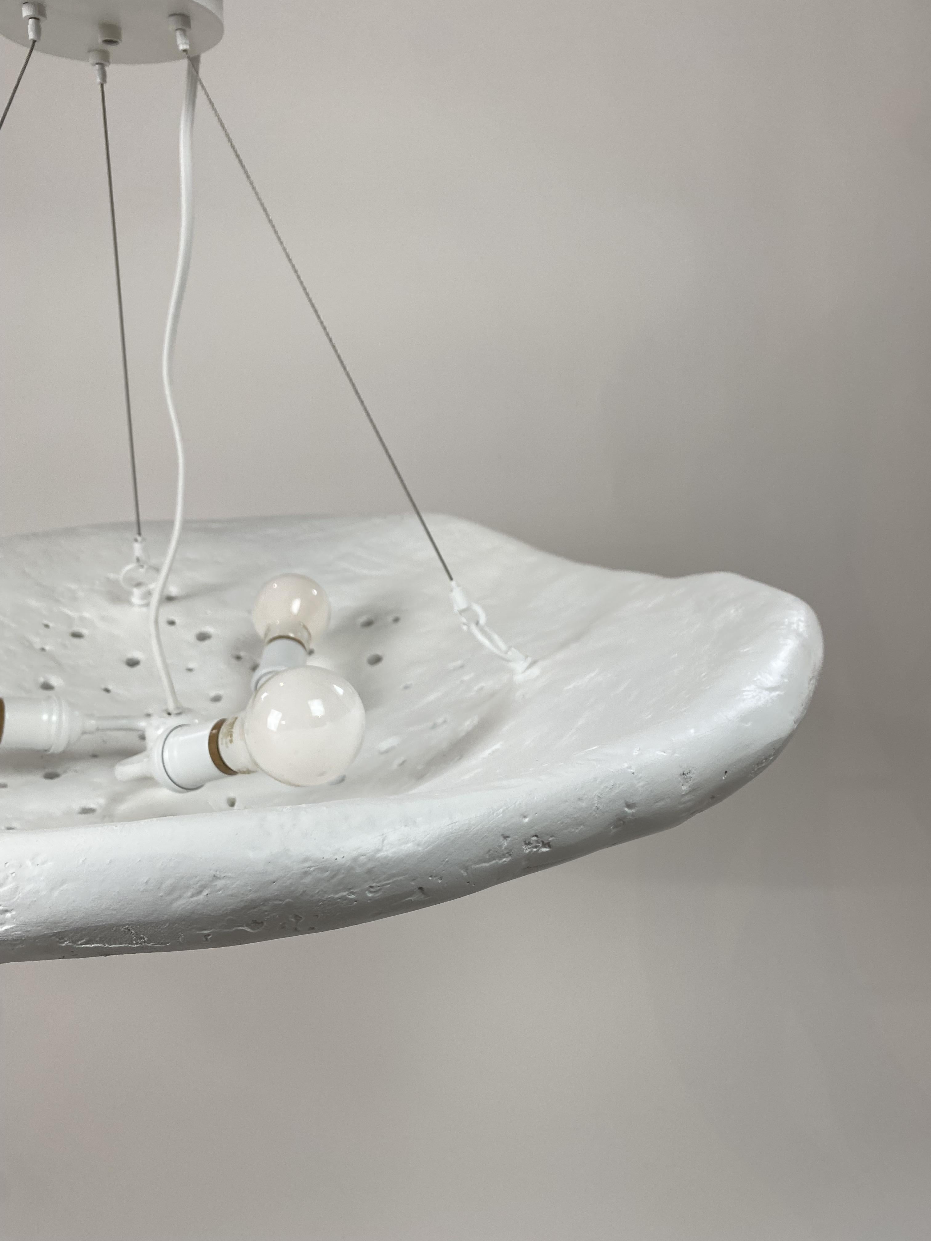 Oyster Pendant / Perforated in Gypsum & Fiberglass by Brent Warr Studios In New Condition For Sale In Bainbridge, GA