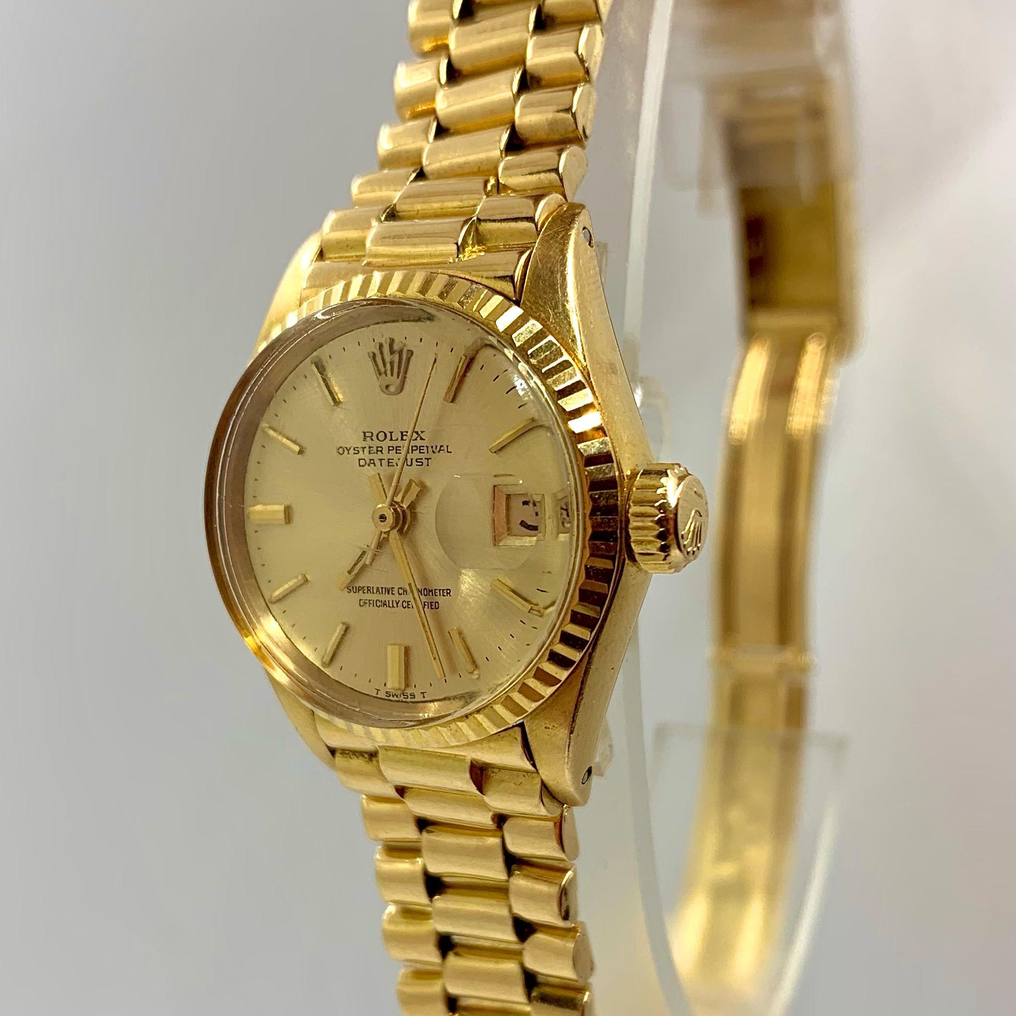 Oyster Perpetual Datejust Gold Watch, Jewelry, 70s For Sale 2