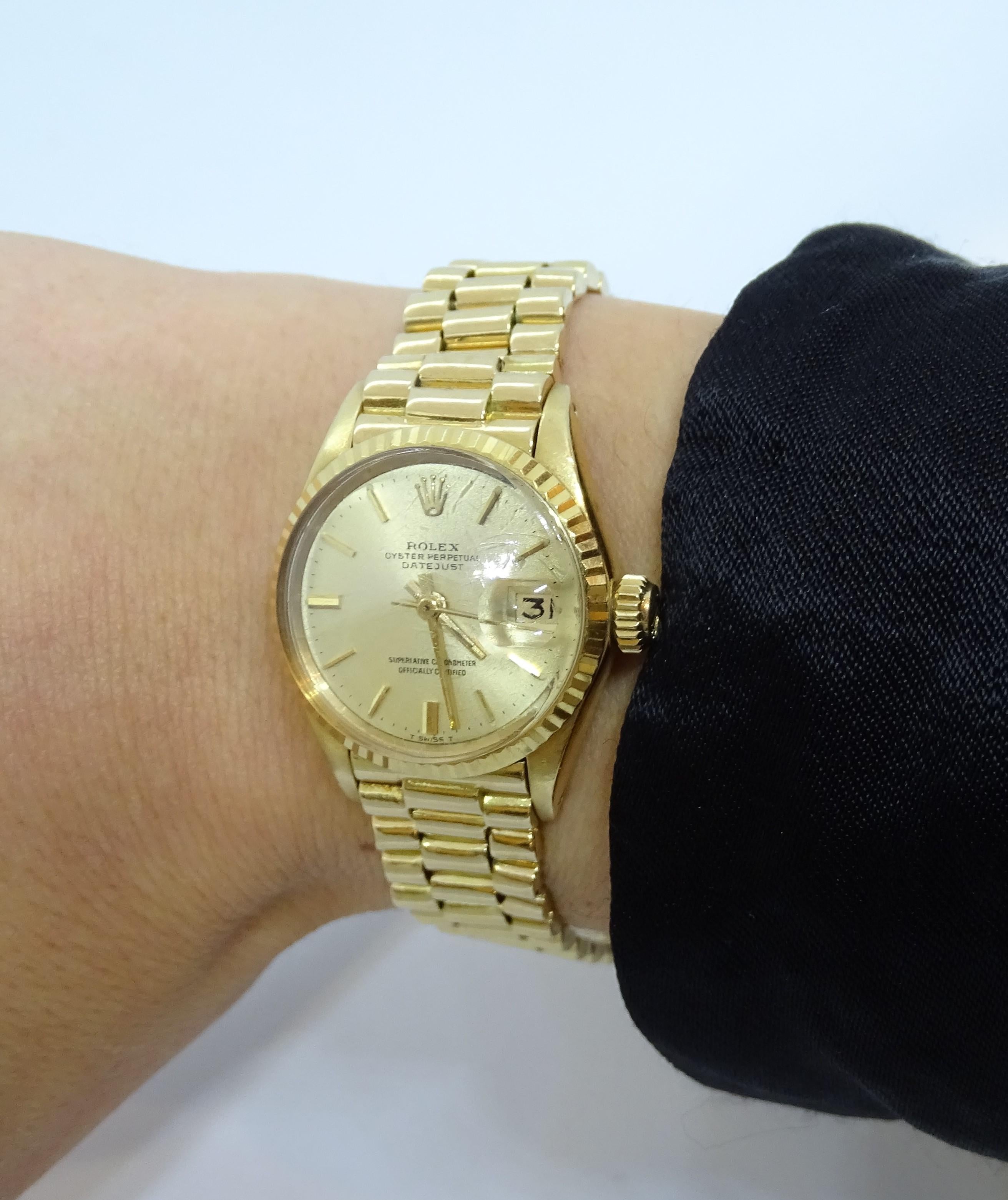 Oyster Perpetual Datejust Gold Watch, Jewelry, 70s For Sale 6