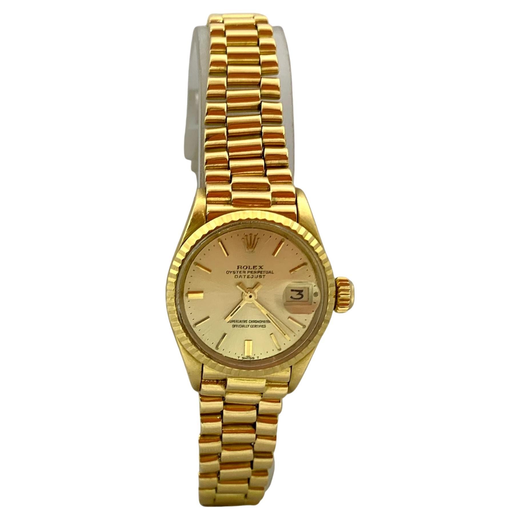 Oyster Perpetual Datejust Gold Watch, Jewelry, 70s For Sale