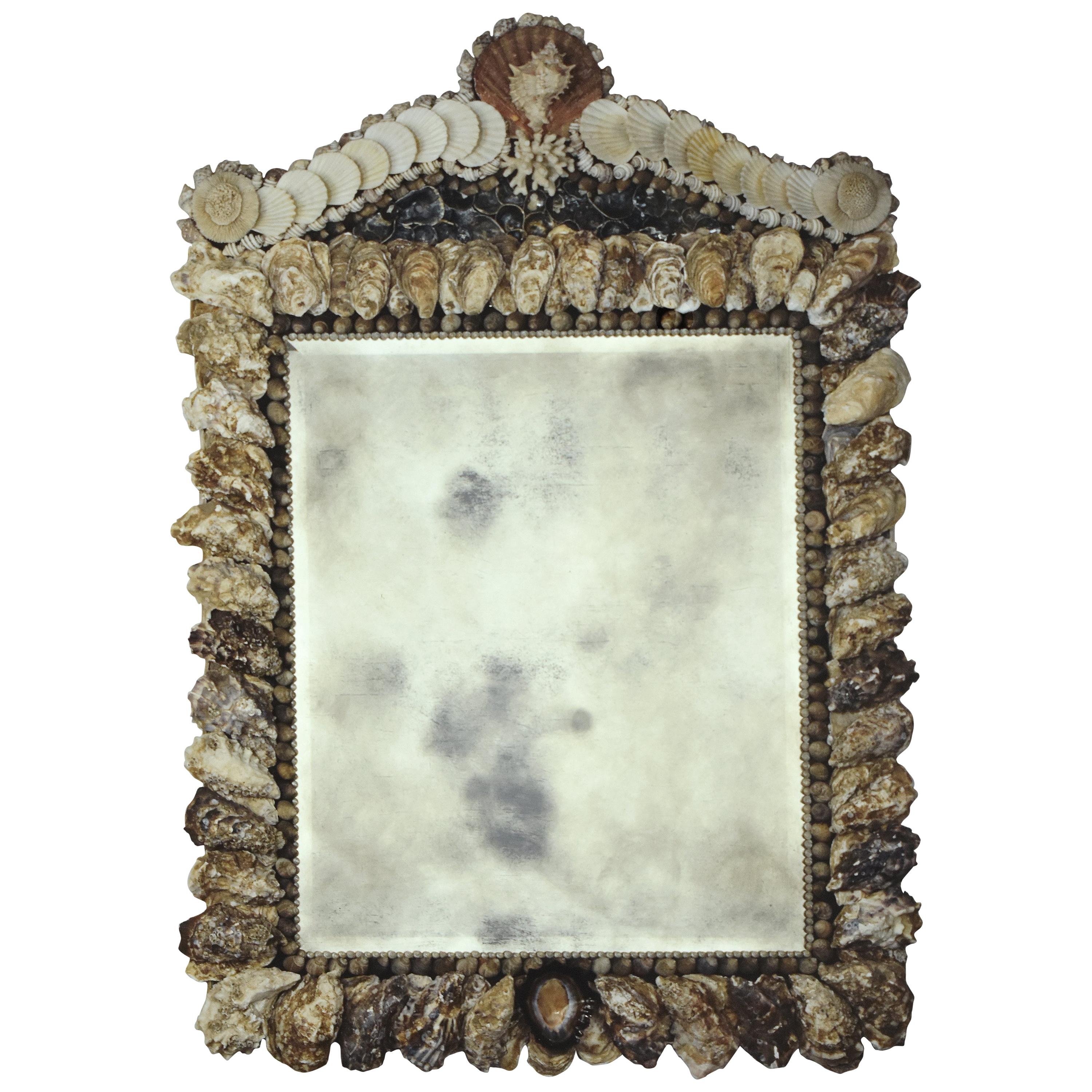 Oyster Shell Looking Glass Mirror For Sale