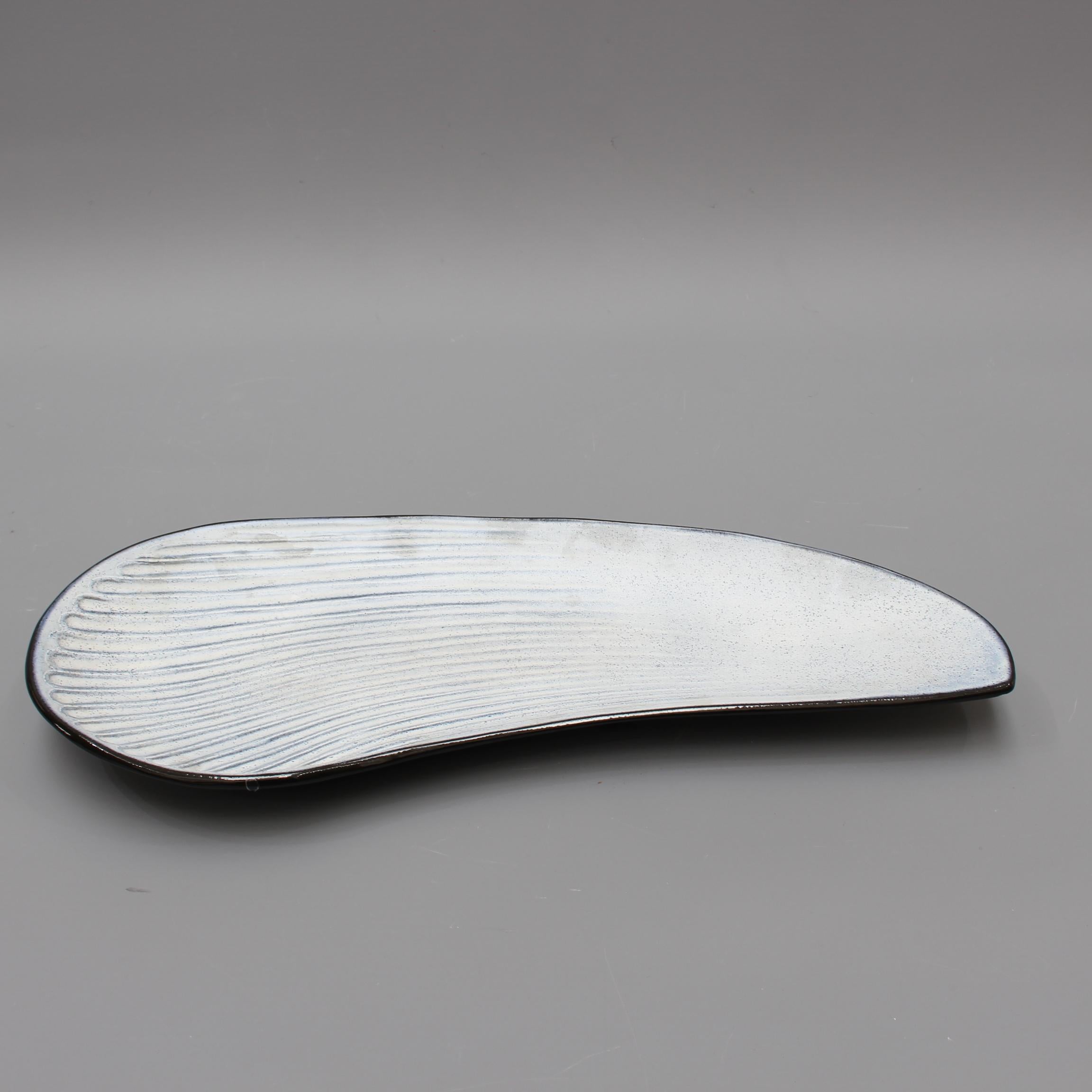 Mid-Century Modern Oyster Shell Shaped Ceramic Tray by Marcel Guillot, circa 1960s