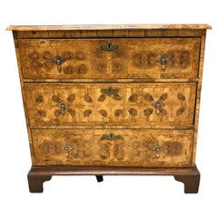 Antique Oyster Veneer Mid 18th Century Chest of Drawers