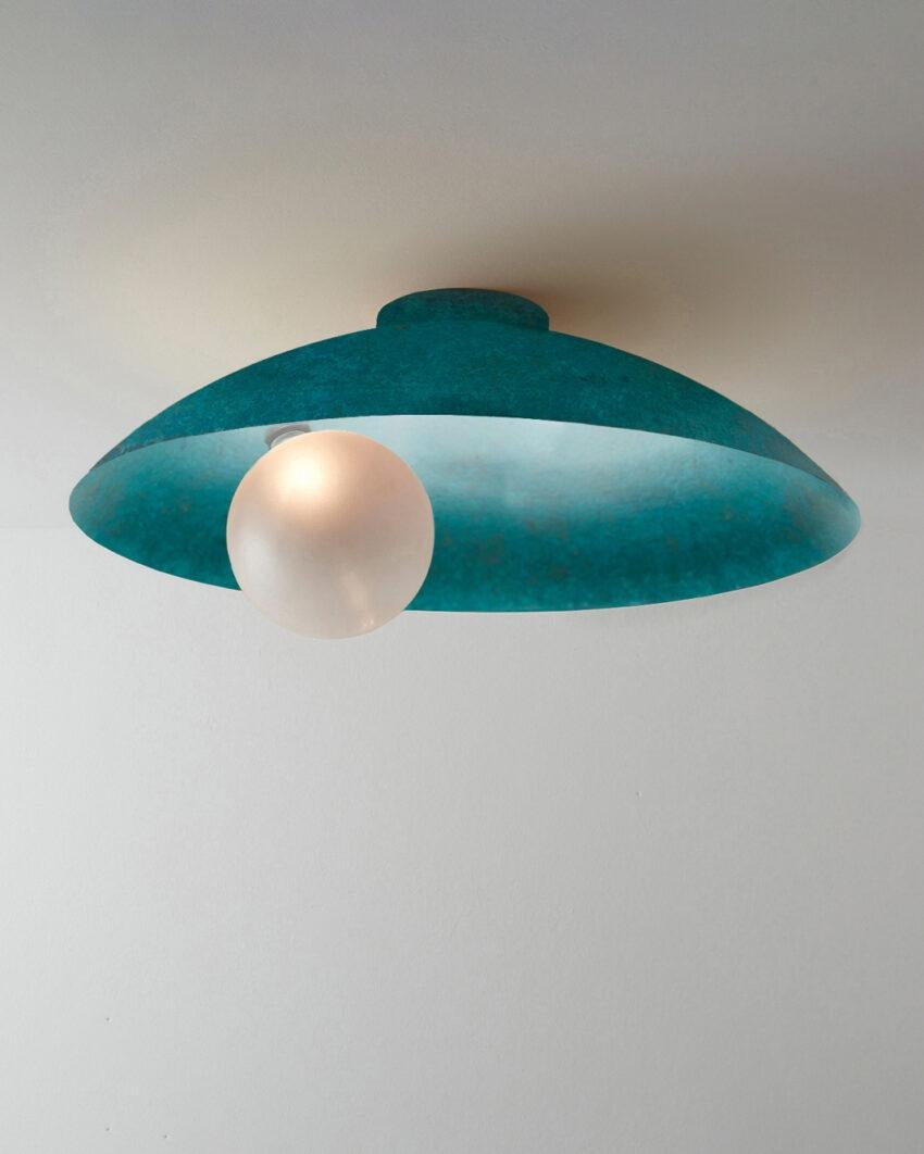 Oyster Verdigris Ceiling Mounted Lamp by Carla Baz
Dimensions: Ø 70 x H 26 cm.
Materials: Patinated metal.
Weight: 9 kg.

Available in brushed brass, copper, stainless steel or bronze finishes. Available in different color options. Please contact