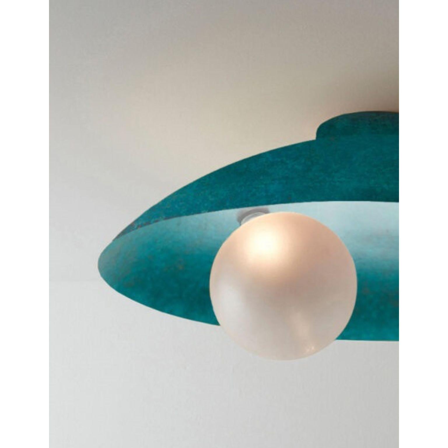 Lebanese Oyster Verdigris Ceiling Mounted Lamp by Carla Baz For Sale