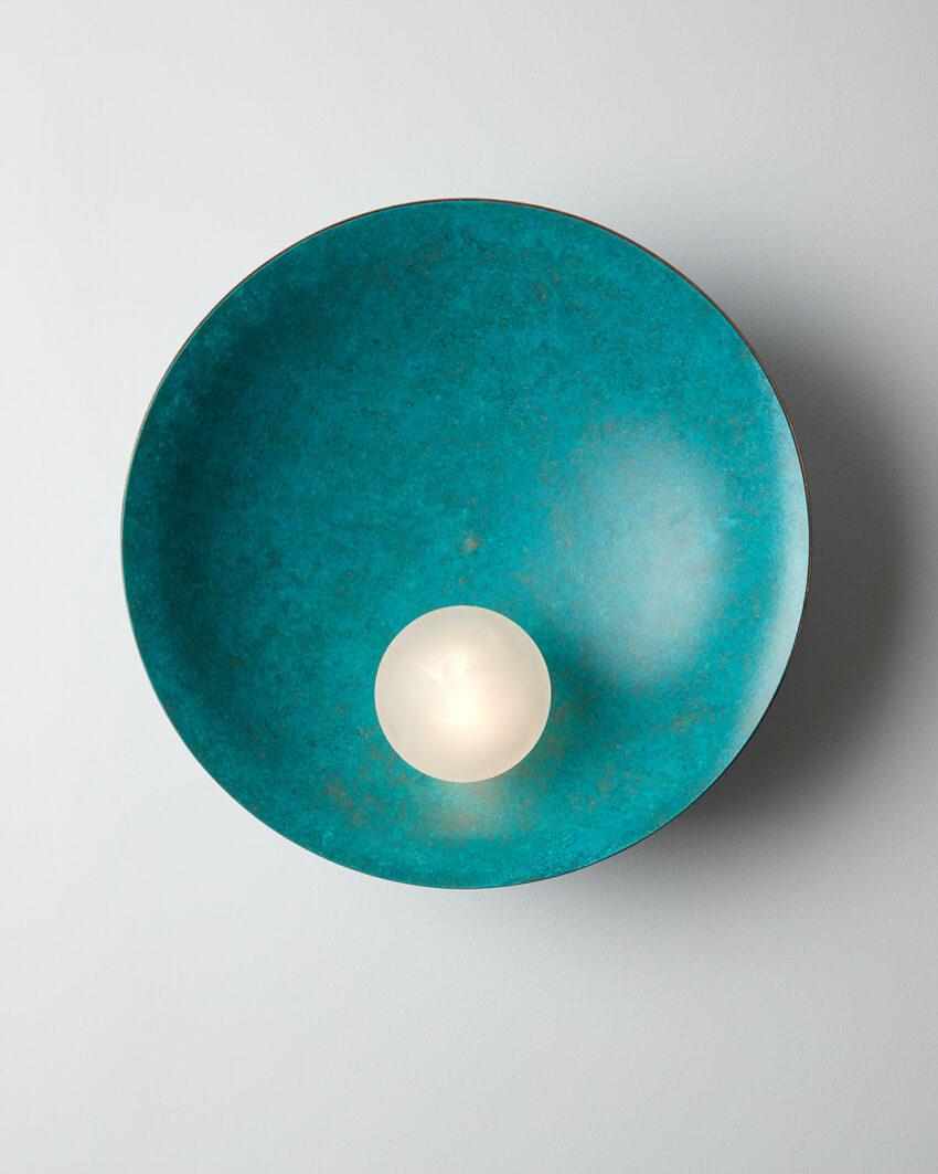 Oyster Verdigris Ceiling Wall Mounted Lamp by Carla Baz
Dimensions: D 15 x W 40 x H 40 cm.
Materials: Verdigris.
Weight: 3,5 kg.

Available in verdigris metal, brushed brass, copper or bronze finishes. Available in different color options. Please