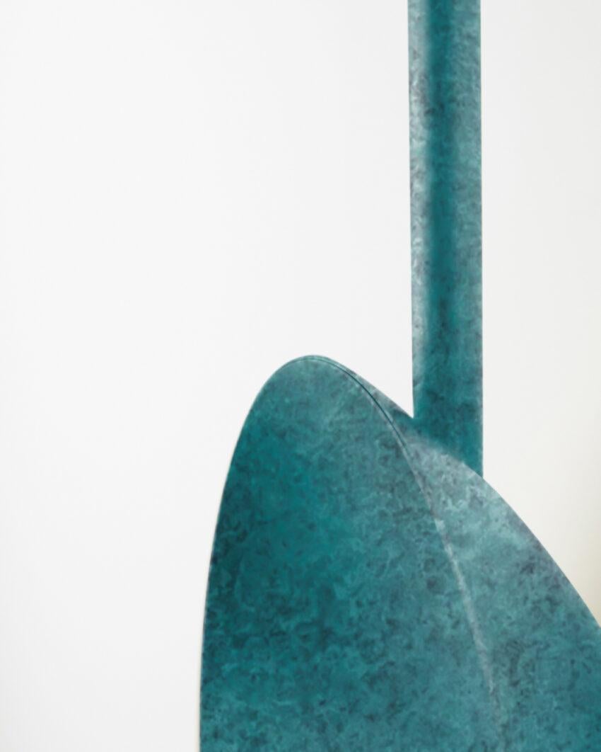 Post-Modern Oyster Verdigris Wall Mounted Lamp With Rod by Carla Baz For Sale