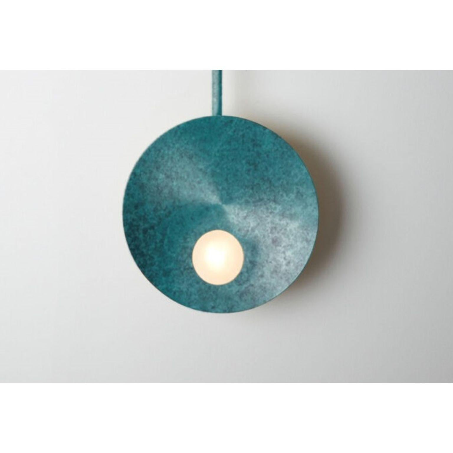 Lebanese Oyster Verdigris Wall Mounted Lamp With Rod by Carla Baz For Sale