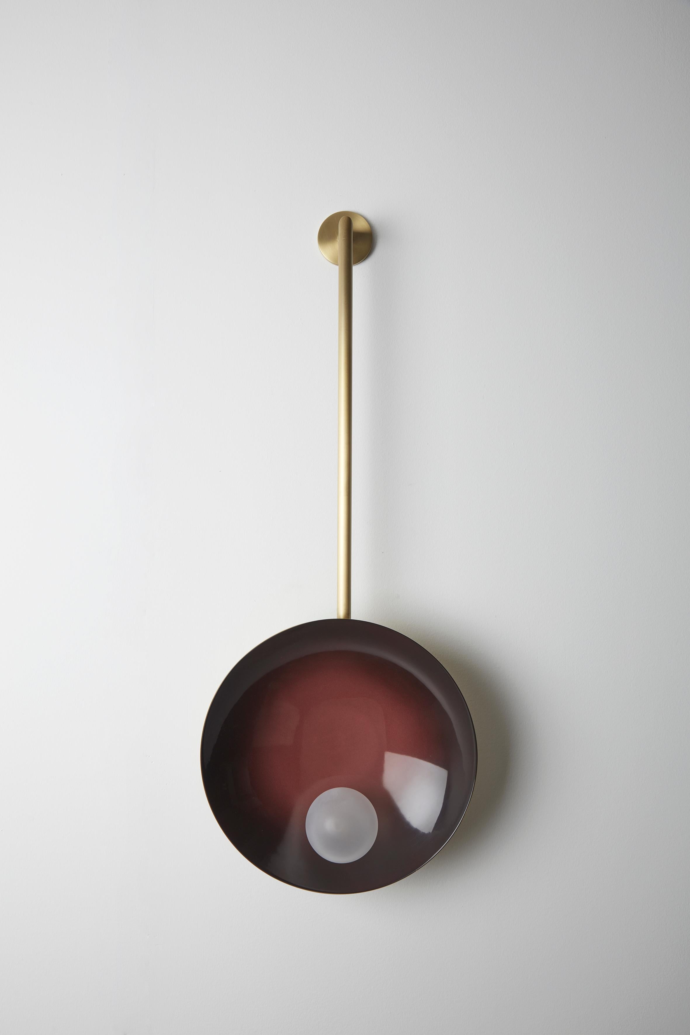 Electric Blue and Brushed Bronze Oyster Wall Mounted Lamp With Rod by Carla Baz For Sale 1