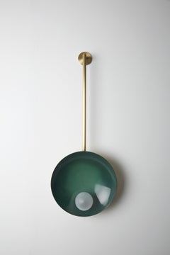 Emerald Green and Brushed Brass Oyster Wall Mounted Lamp With Rod by Carla Baz