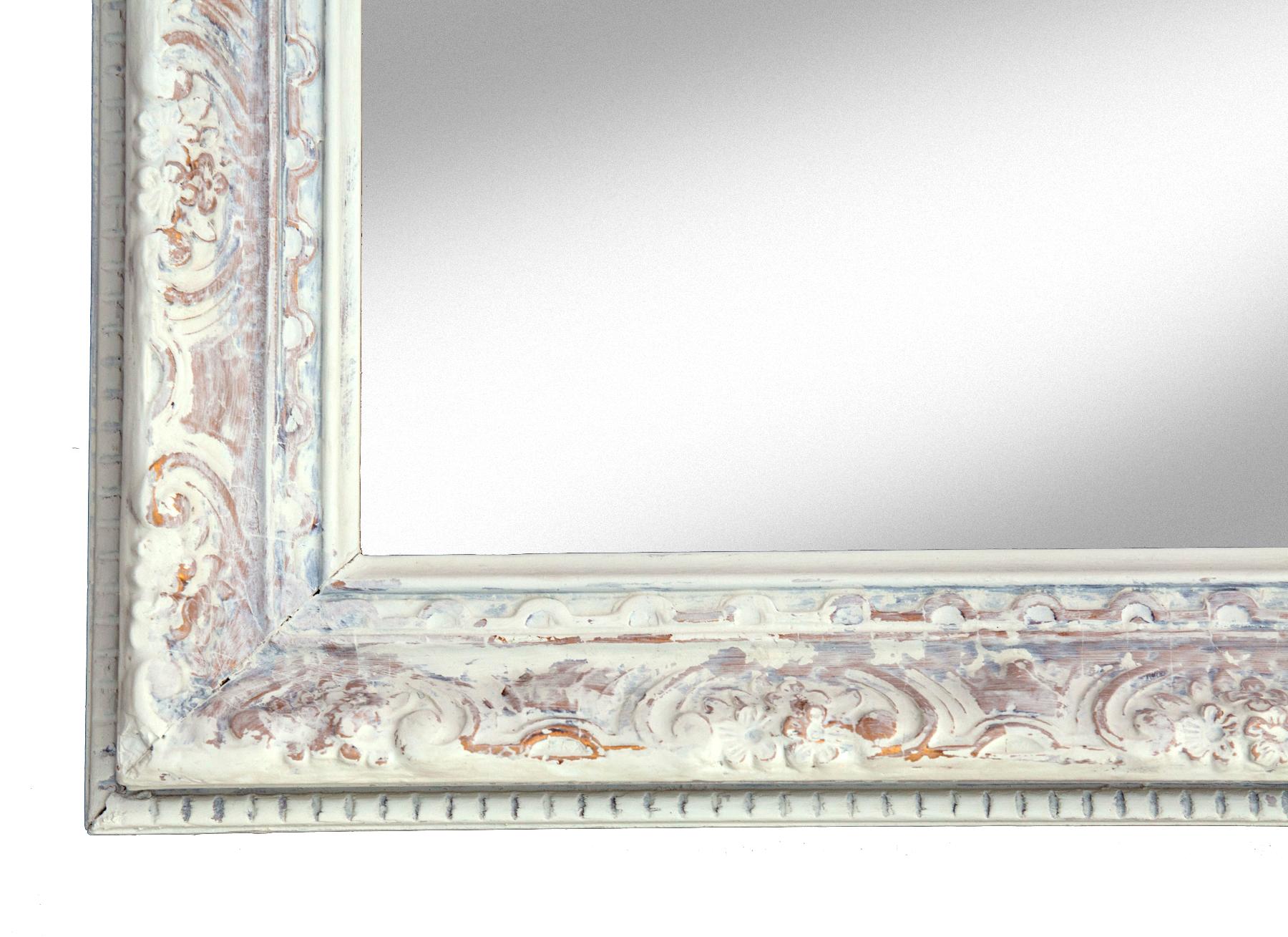 Espejo de pared con marco blanco ostra Pintado a mano en venta