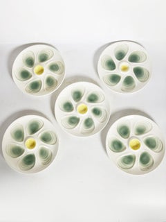 Oysters plates set of 5,  signed France, 1960
