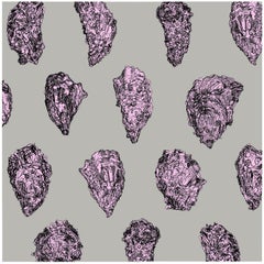 Oysters Wallpaper, Pink on Grey on Smooth Paper