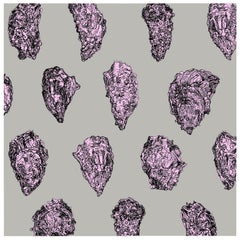 Oysters Wallpaper, Pink on Grey on Smooth Paper